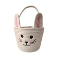 thumbnail image 2 of Beautynvta Easter Bunny Basket, Small Bunny Woven Basket with Handle, Easter Gifts Basket Egg Hunt Baskets, Holiday Decorative Storage Basket, Pink, 2 of 7
