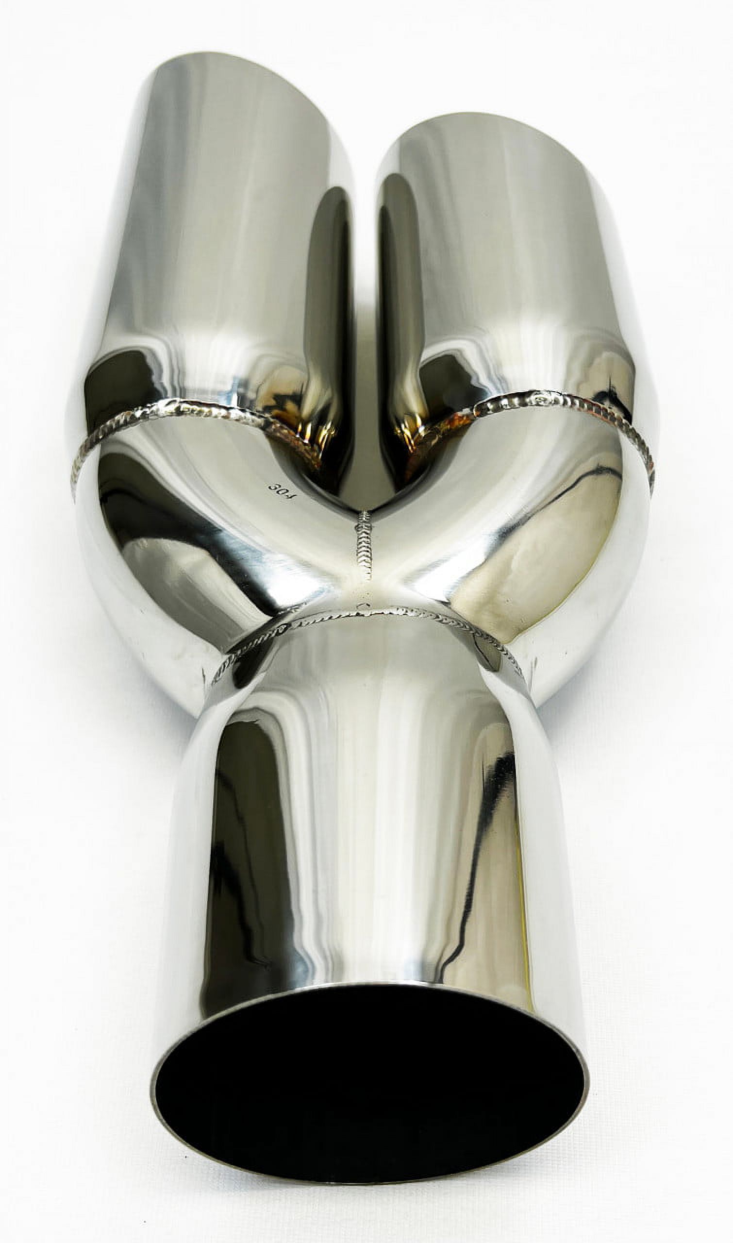 Exhaust Tip 3.00" Inlet 3.00" Outlet 13.00" long WDWDRS30013-300-HP-SS Dual Round Slant Polished 304 Stainless Wesdon Exhaust Tip