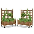 thumbnail image 1 of Gymax 2PC 32in Wood Planter Box w/Trellis Mobile Raised Bed for Climbing Plant, 1 of 10