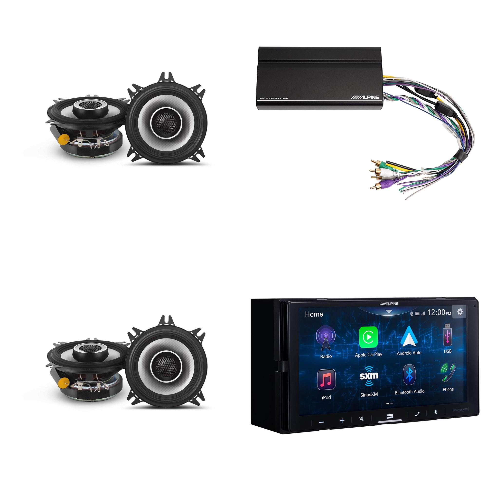 Alpine iLX-W670-S Digital Multimedia Receiver & 2 Pairs Alpine S2-S40 Type S 4" Coax Speakers w/ Power Pack