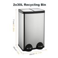 thumbnail image 2 of Dual Trash Can, 60 Liter/16 Gallon Dual Bin Trash Can with Lids, Kitchen Trash Can Dual Compartments, Trash and Recycling Bin Combo, Hands-Free Stainless Steel Kitchen Trash Can, 2 of 7