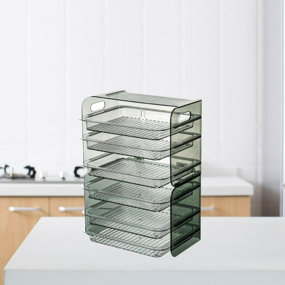 Bandeja de preparación de alimentos de múltiples capas con rejilla para platos laterales para mesa de comedor, escritorio d capas