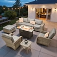 thumbnail image 3 of Ovios 9 Pieces Wicker Patio Furniture Sets Outdoor Conversation Sectional Sofa with Swivel Chairs & Fire Pit, 3 of 10