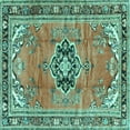 thumbnail image 1 of Ahgly Company Indoor Square Persian Turquoise Blue Traditional Area Rugs, 8' Square, 1 of 4