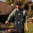 thumbnail image 4 of Black White Gothic Moon Flower Leaf Pattern Apron-Garden Aprons for Women with Pockets-Cotton Linen Waterproof Kitchen Cooking Gardening Aprons Adjustable for Kitchen,Cooking,BBQ and Salon 33x27 Inch, 4 of 7