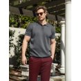thumbnail image 2 of COOFANDY Men's Knit Polo Shirts Short Sleeve Quarter Button Collared Ribbed Polo Shirt Fashion Golf Shirts, 2 of 6