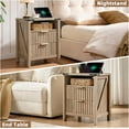 thumbnail image 5 of Fluted Nightstand with Charging Station - 20-inch Farmhouse End Side Table - Modern Night Stand - Elegant Wood Bedside Table with 2 Drawers and Stoarge for Bedroom (Brown), 5 of 16