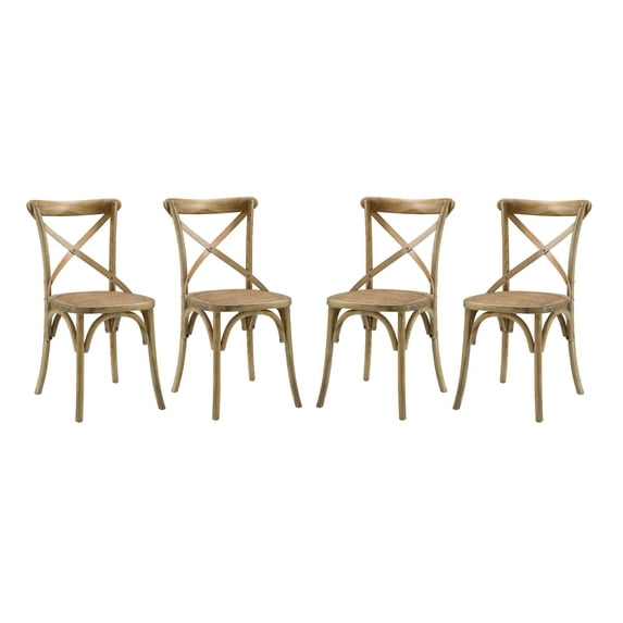 Modern Contemporary Urban Design Dining Kitchen Room Side Chair, Set of Four, Wood, Natural