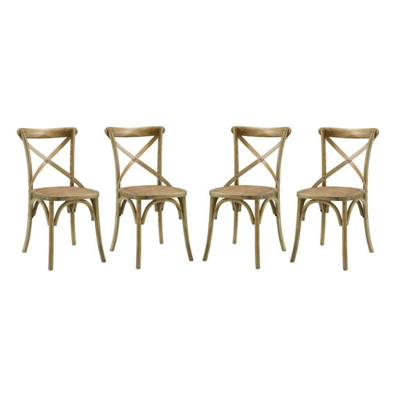 Modern Contemporary Urban Design Dining Kitchen Room Side Chair, Set of Four, Wood, Natural