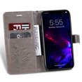 thumbnail image 3 of for iPhone 11 Wallet Case, Kickstand Case with Credit Card Holder, Embossed Butterfly Pattern with Strap Premium PU Leather Magnetic Closure Shockproof Protective Flip Cover 6.1", Gray, 3 of 6
