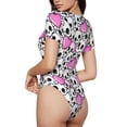 thumbnail image 2 of Picia skull with hearts Print Womens One Piece Swimsuits Modest Tummy Control Bathing Suits Lace Up Slimming Swim Suit-XX-Large, 2 of 7