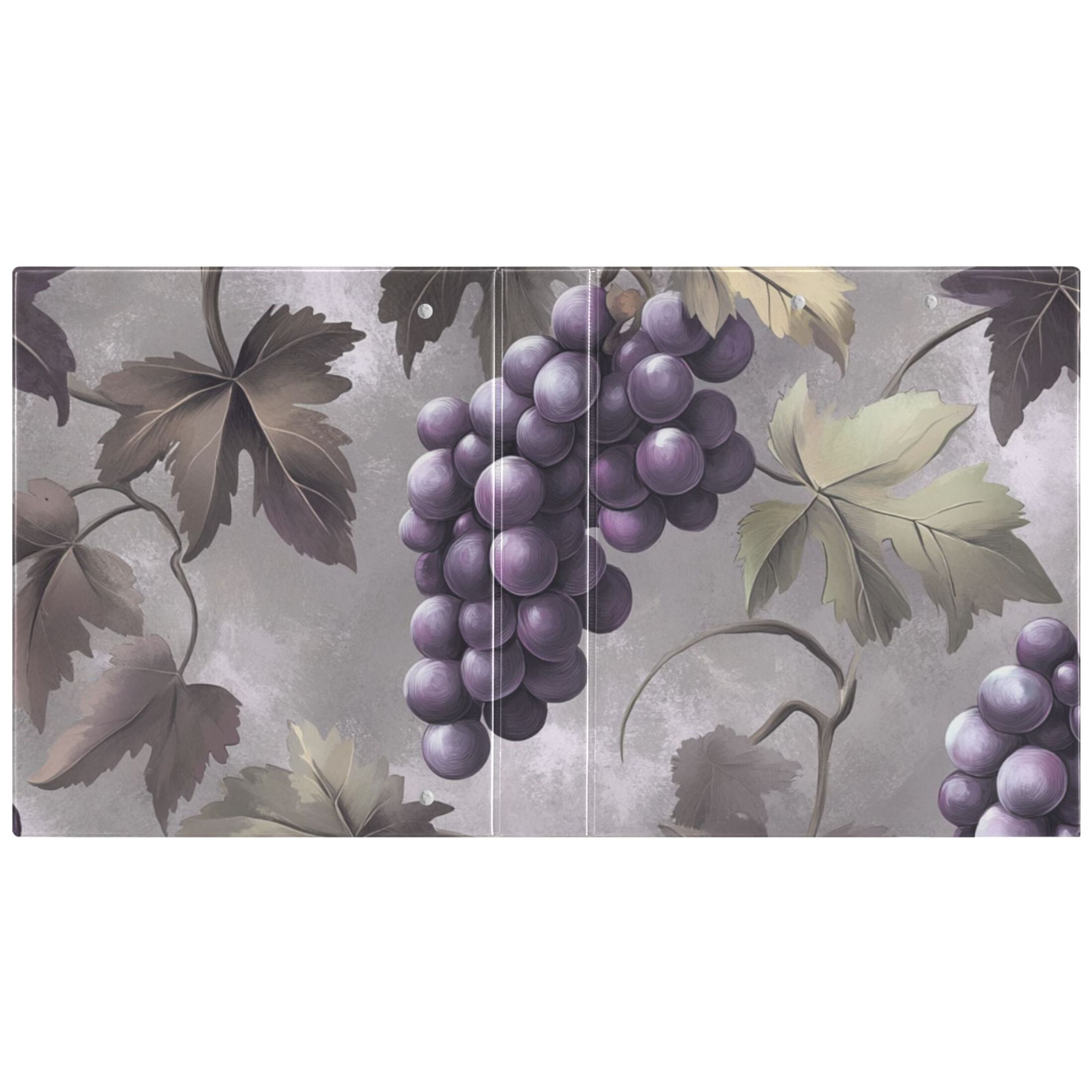 Grapes Leaves 3 Ring Binders 1.5 inch Hardcover File Folders with Interior Pockets A4 Size Organizer for School Office Hospital