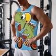 thumbnail image 3 of Wukai Dinosaur Riding a Motorcycle Print Men’s Workout Tank Top Sleeveless Muscle T shirt Gym Running Fitness Tank Top-3X-Large, 3 of 7
