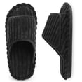 thumbnail image 1 of House Slippers LeisFit para mujer, punta abierta, espuma viscoelástica, color negro, 1 of 7