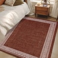 thumbnail image 5 of Coffee Brown Retro Greek Key Large Area Rugs for Bedroom Living Room, Non Slip Carpet Bedside Rug, Geometric Greece Ancient Farmhouse Rectangular Floor Cover Kitchen Accent Rug 2.7'x5' for Office, 5 of 9