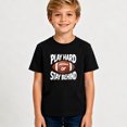 thumbnail image 2 of Boys Graphic T-Shirt Sports Motivation Football Play Hard Kids Tees 100% Cotton Short Sleeve Gift Tops 4-13Y, 2 of 5