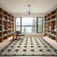 thumbnail image 2 of ODIKA 9'x12' Washable Area Rug Non-Shedding, Easy Care Record Retro Disc Repeating Album Round Cd Themed Music Vinyl Note Playful for Master Suite, California King, Under Bed, 2 of 7