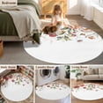 thumbnail image 5 of Pink Floral Round Area Rug 4 FT, Non Slip Indoor Outdoor Rug, Spring Pastoral Botanical Wildflowers Leaves Washable Soft Circular Carpet Non-Shedding Floor Mat for Coffee Table Nursery Foyer Balcony, 5 of 8