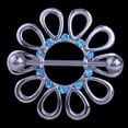 thumbnail image 2 of Anillo de pezón con diamantes de imitación en forma de flor hueca, piercing antialérgico, joyería para el cuerpo (azul), 2 of 5