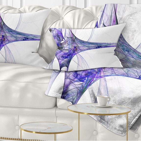 Designart Large Fractal Artwork Blue - Abstract Throw Pillow - 12x20