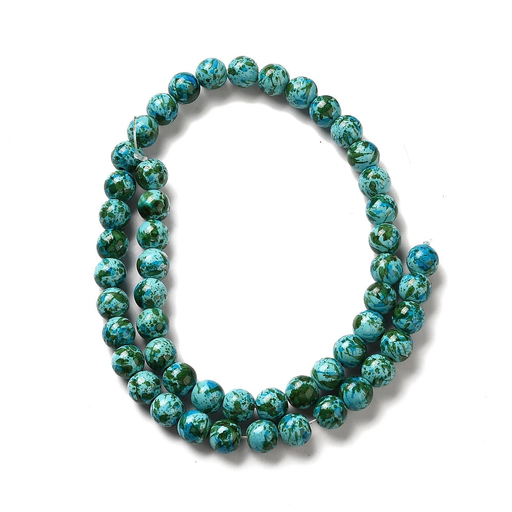 10Strand Synthetic Turquoise Dyed Beads Strands Round Sea Green 7~8x7~8mm Hole: 1mm 50pcs/strand 14.29~14.65''(36.3~37.2cm)