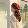 thumbnail image 5 of Girl Sweet All-match British Style Autumn Winter Warm Cap Women Cap Wool Cap Wool Berets Korean Style Hat GREY, 5 of 8