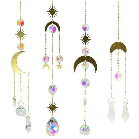 

TANGNADE Home Decoration Set Chimes Pendants Wind Garden Outdoor 4-Piece Chimes Of Wind Decoration Crystal Decoration Rainbow Indoor Decoration & Hangs Multicolor