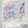 thumbnail image 1 of Flower Tapestry, Colorful Hydrangeas Romantic Baroque Swirls Art Nouveau Inspired Design Print, Fabric Wall Hanging Decor for Bedroom Living Room Dorm, 5 Sizes, Lilac and Cream, by Ambesonne, 1 of 1