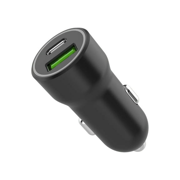 4XEM 20W Dual USB Car Charger Adapter with 1 USB-C and 1 USB-A, Black