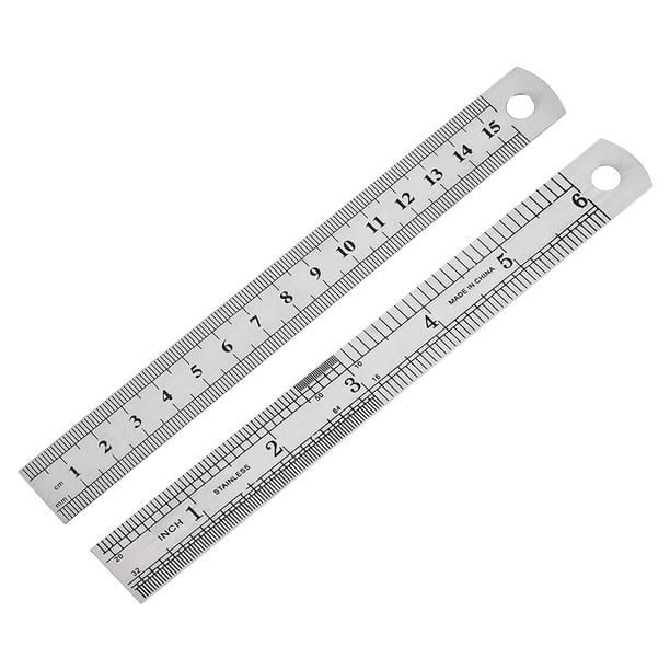 Straight Ruler 15cm 6 Inch Stainless Steel Double Scale Measuring Tool ...