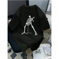 thumbnail image 2 of Men's Skeleton Rock Star Guitar Printed Graphic Tee Shirt  Cool Casual Summer Style Black Cotton Short Sleeve TShirt For Men, 2 of 4