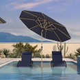 thumbnail image 2 of PURPLE LEAF 6' x 9' Patio Umbrella with Base Market Umbrella Rectangular Outdoor Umbrella with Push Button Tilt & Crank and 8 Ribs Aluminum Table Umbrella for Pool Backyard Beach, Taupe, 2 of 7