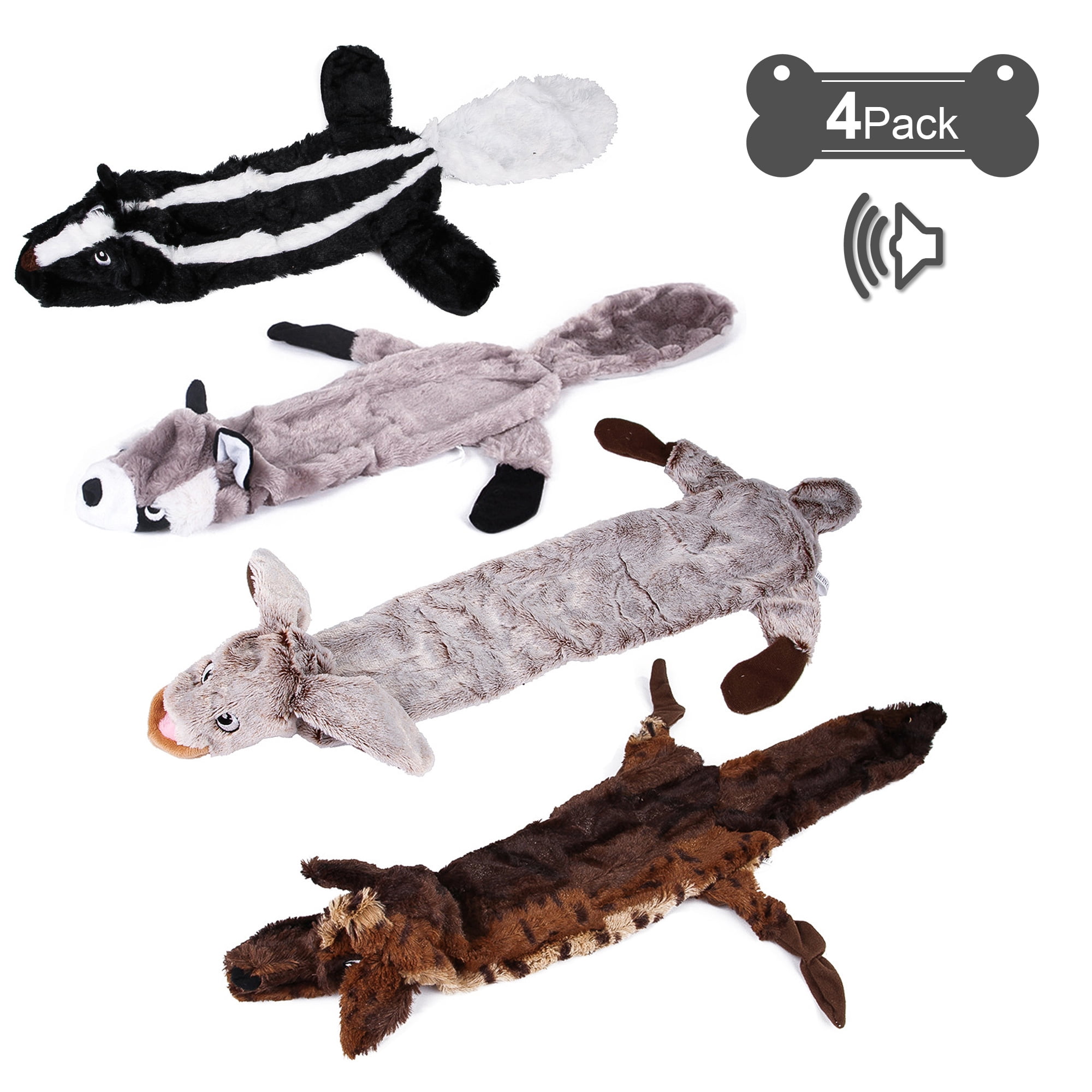 Kepooman 4 Pieces Dog Squeaky Toys for Teething Chewing and Playtime, No Stuffing Plush Animal Dog Toy for Small Medium Large Dog Pets Kepooman 4 Pieces Dog Squeaky Toys for Teething Chewing and Playtime, No Stuffing Plush Animal Dog Toy for Small Medium Large Dog Pets