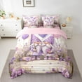 thumbnail image 3 of Homewish Kawaii Purple Gnome Bedding Comforter Set 7pcs for Kid, Spring Rustic Flower Queen Bedding Sets, Romantic Love Heart Reversible Queen Sheet Sets, Microfiber Bedroom Decor, 3 of 8