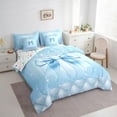 thumbnail image 3 of Castle Fairy Cute Bowtie Bedding Comforter Set 7 Pieces for Female Men Women,Geometric Plaid Grid Full Bedding Set Lightweight,Bling Glitter Fitted Sheet Flat Sheet,Super Cozy Room Decor,Reversible, 3 of 8