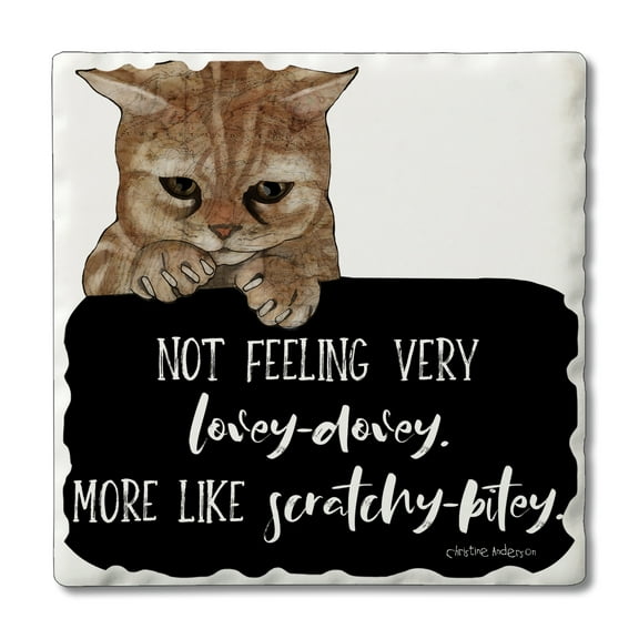 Absorbent Stone Tumbled Tile Coasters, Scratchey-Bitey, Set of 4