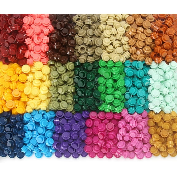 1000PCS Multicolored Round Plates 1X1 Building Blocks  20 Colors Pieces Bricks Dots Bulk Studs Accessories Kit Compatible with Major Brand