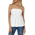 thumbnail image 2 of Staron Summer Tops for Women Casual Tube Top Round Neck Sleeveless Cropped Waist-Length Fashion Solid Color Tank Top, White M, 2 of 7
