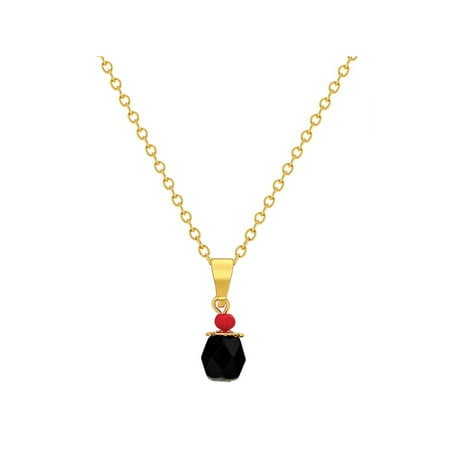 Gold Evil Eye Jewelry - 14k Gold Plated Evil Eye Protection Jet Black Simulated Azabache Necklace 16