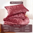 thumbnail image 5 of Regency Heights Luxury Velvet Comforter Set, 3-Piece Bedding, All-Season Down Alternative Bed Set with Pillow Shams, Full/Queen, Ruby Wine, 5 of 8