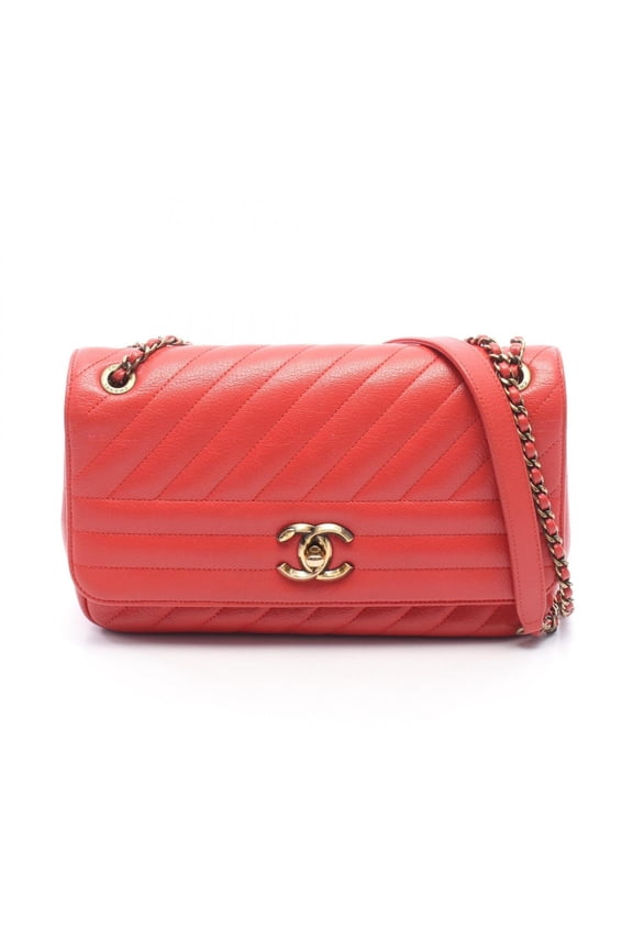 Pre-Owned Chanel Mademoiselle Shoulder Bag/Handbag, Leather, Women's, Red