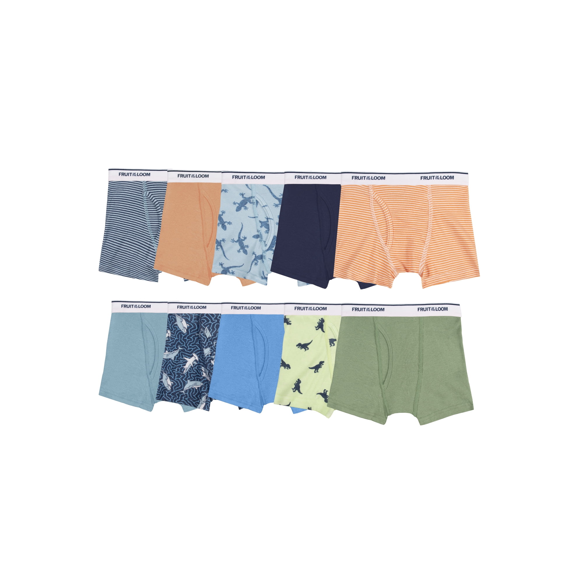 Fruit of the Loom Toddler Boy's EverSoft Cotton Boxer Brief Underwear, 10 Pack, Sizes 2T-5T