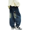 thumbnail image 3 of Hifoo Boys Casual Denim Pants Straight Leg Trousers Toddler Big Kids Autumn Loose Fit Comfortable Jeans With Pockets Birthday Child Solid Color Slacks, 3 of 9