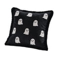 thumbnail image 2 of Cute Ghost Fringe Halloween Throw Pillow, Black Velvet Ghost Square Decorative Cushion, Soft Accent Pillow, for Sofa, Couch, Bedroom， 40*40cm, 2 of 6