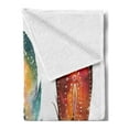 thumbnail image 2 of East Soft Flannel Fleece Throw Blanket, Feathers Ornament Ceremonial Esoteric Inspired Design Print, Cozy Plush for Indoor and Outdoor Use, 60" x 80", Orange Blue, by Ambesonne, 2 of 5