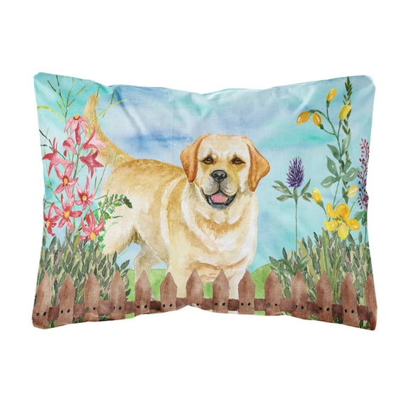 Carolines Treasures CK1226PW1216 Golden Retriever Spring Canvas Fabric Decorative Pillow  12H x16W multicolor