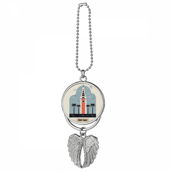 Hong Kong Clock Tower Art Deco Fashion Silver Wing Car Pendant Decoration