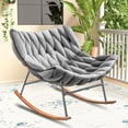thumbnail image 6 of Outdoor Rocking Chair Patio Lounge Chair, SUREGO Wicker Egg Chair with Cushion, 30° Rocking Angle, Steel Frame & Rattan Fabric, Waterproof Rocker for Porch, Garden, Living Room - Easy Assembly, Gray, 6 of 7