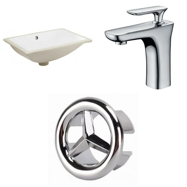 American Imaginations 20.75-in. W Rectangle Bathroom Undermount Sink Set In White - Chrome Hardware AI-26650