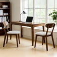 thumbnail image 4 of Jopath Set of 2 Dining Chairs with Upholstered, Kitchen Chair with Curved Backrest and Adjustable Foot Pads for Dining Room Kitchen Living Room(Walnut, Gray Cushion), 4 of 9